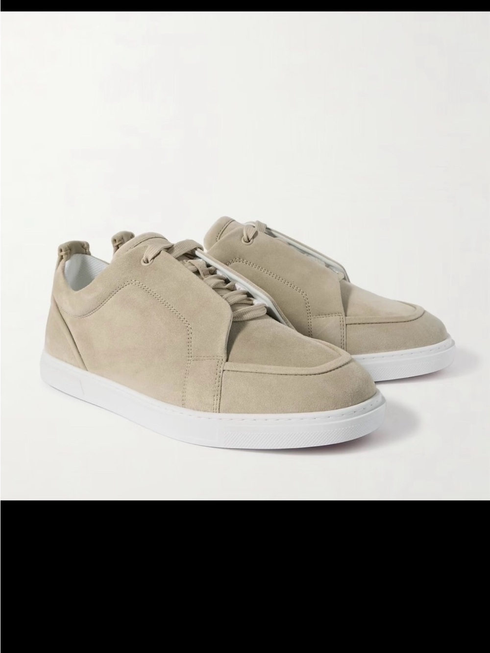 Size 43 Christian Louboutin Jimmy Rubber-Trimmed Suede Sneakers Beige